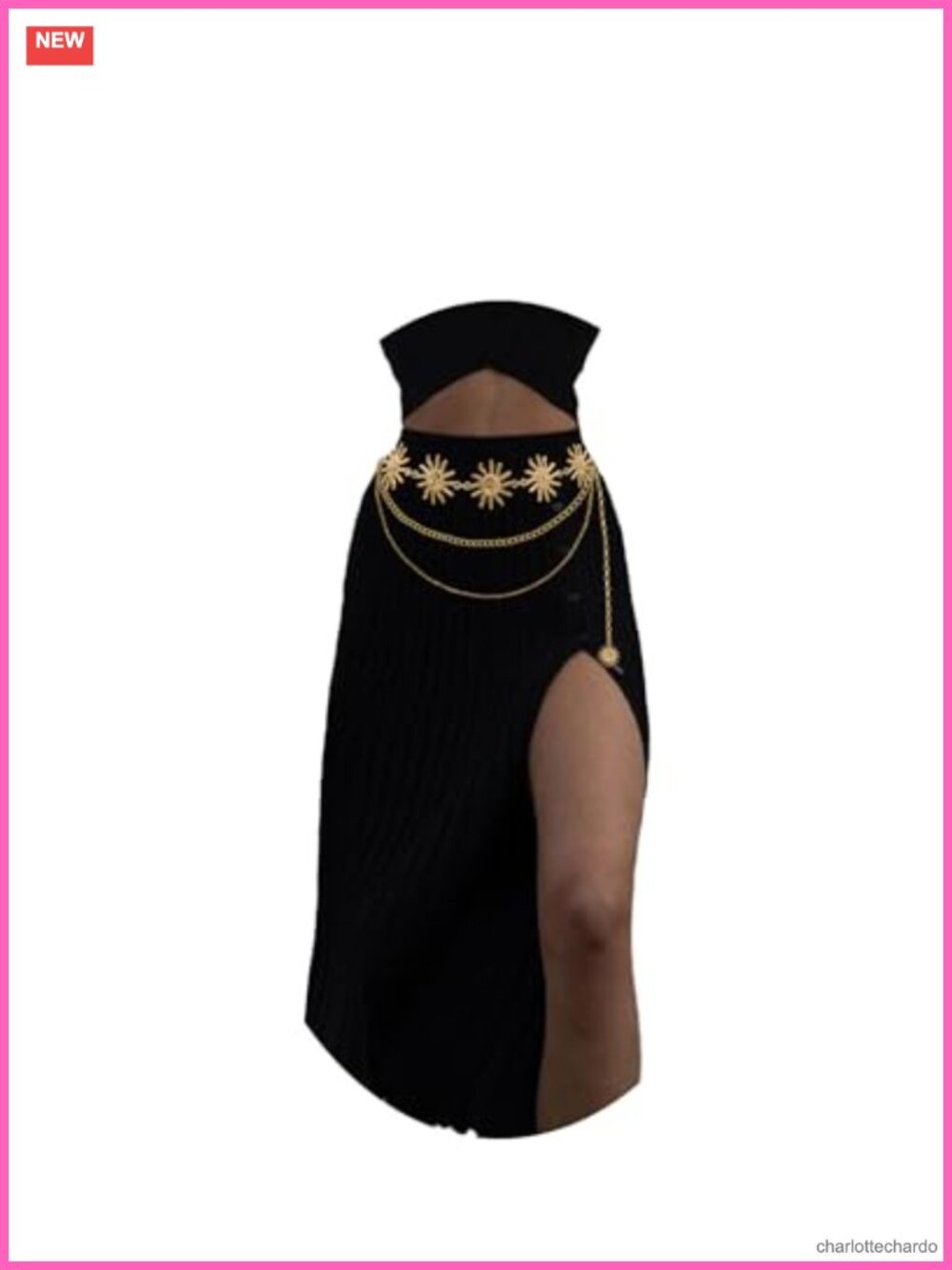 Multilayer Waist Chain Belt with Sun Charm for Women Dress Body Jewelry